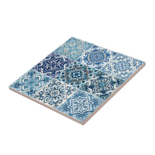 Mittelmeer-Fliesen, Portugal, Azulejo, Majolica Fliese (Seite)