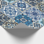 Mittelmeer-Fliesen, Portugal, Azulejo, Majolica Geschenkpapier (Ecke)