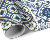 Mittelmeer-Fliesen, Portugal, Azulejo, Majolica Geschenkpapier (Rolleneckpunkt)