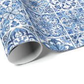 Mittelmeer-Fliesen, Portugal, Azulejo, Majolica Geschenkpapier (Rolleneckpunkt)