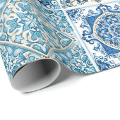Mittelmeer-Fliesen, Portugal, Azulejo, Majolica Geschenkpapier (Rolleneckpunkt)