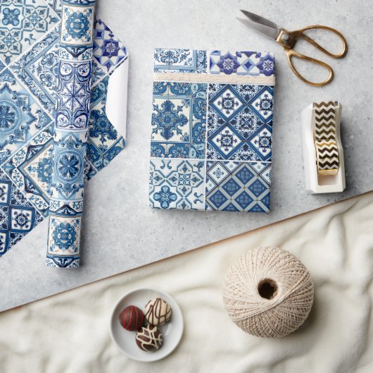 Mittelmeer-Fliesen, Portugal, Azulejo, Majolica Geschenkpapier (Kunsthandwerk)