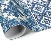 Mittelmeer-Fliesen, Portugal, Azulejo, Majolica Geschenkpapier (Rolleneckpunkt)