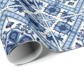 Mittelmeer-Fliesen, Portugal, Azulejo, Majolica Geschenkpapier (Rolleneckpunkt)