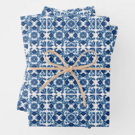 Mittelmeer-Fliesen, Portugal, Azulejo, Majolica Geschenkpapier Set