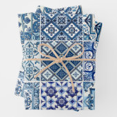 Mittelmeer-Fliesen, Portugal, Azulejo, Majolica Geschenkpapier Set (Beispiel)