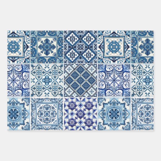 Mittelmeer-Fliesen, Portugal, Azulejo, Majolica Geschenkpapier Set (Vorderseite)