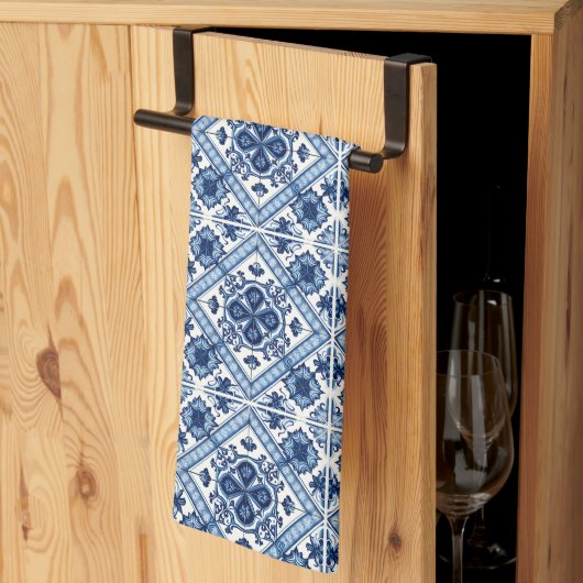 Mittelmeer-Fliesen, Portugal, Azulejo, Majolica Geschirrtuch (Drittel gefaltet)