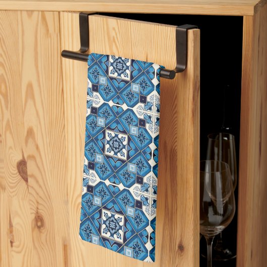 Mittelmeer-Fliesen, Portugal, Azulejo, Majolica Geschirrtuch (Drittel gefaltet)