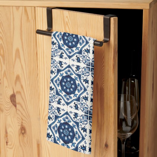 Mittelmeer-Fliesen, Portugal, Azulejo, Majolica Geschirrtuch (Drittel gefaltet)