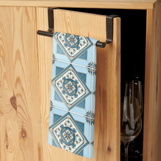 Mittelmeer-Fliesen, Portugal, Azulejo, Majolica Geschirrtuch (Drittel gefaltet)