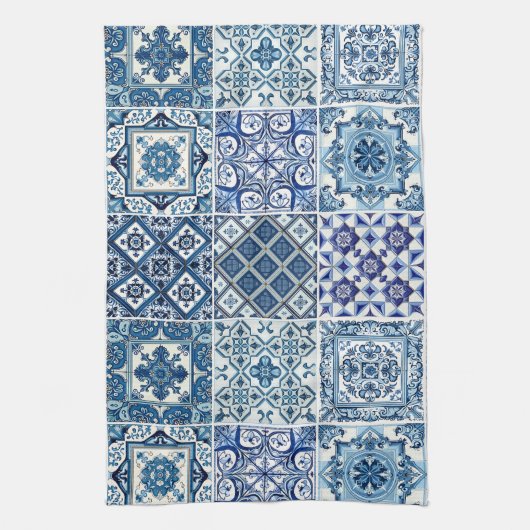 Mittelmeer-Fliesen, Portugal, Azulejo, Majolica Geschirrtuch (Vertikal)