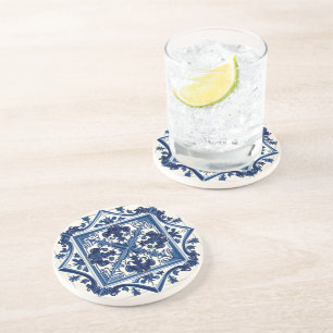 Mittelmeer-Fliesen, Portugal, Azulejo, Majolica Getränkeuntersetzer