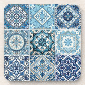 Mittelmeer-Fliesen, Portugal, Azulejo, Majolica Getränkeuntersetzer (Vorderseite)