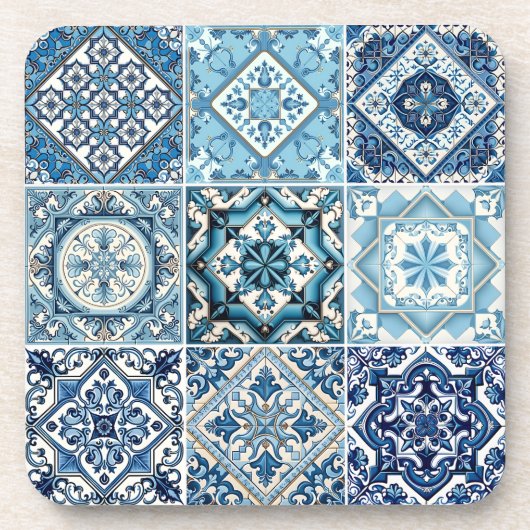 Mittelmeer-Fliesen, Portugal, Azulejo, Majolica Getränkeuntersetzer (Vorderseite)