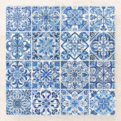 Mittelmeer-Fliesen, Portugal, Azulejo, Majolica Glasuntersetzer (Vorderseite)