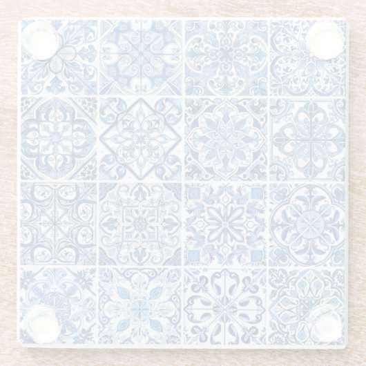 Mittelmeer-Fliesen, Portugal, Azulejo, Majolica Glasuntersetzer (Rückseite)