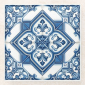 Mittelmeer-Fliesen, Portugal, Azulejo, Majolica Glasuntersetzer (Vorderseite)