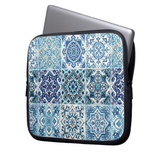 Mittelmeer-Fliesen, Portugal, Azulejo, Majolica Laptopschutzhülle (Vorderseite Links)