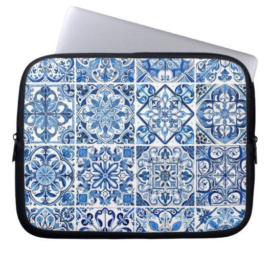 Mittelmeer-Fliesen, Portugal, Azulejo, Majolica Laptopschutzhülle (Vorderseite)