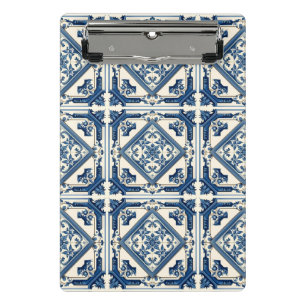 Mittelmeer-Fliesen, Portugal, Azulejo, Majolica Mini Klemmbrett