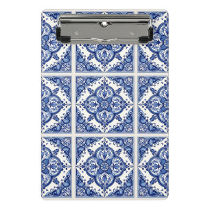 Mittelmeer-Fliesen, Portugal, Azulejo, Majolica Mini Klemmbrett