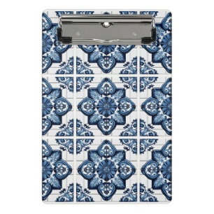 Mittelmeer-Fliesen, Portugal, Azulejo, Majolica Mini Klemmbrett