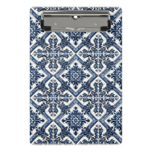 Mittelmeer-Fliesen, Portugal, Azulejo, Majolica Mini Klemmbrett