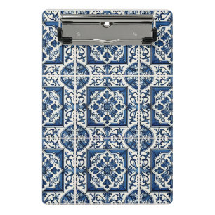 Mittelmeer-Fliesen, Portugal, Azulejo, Majolica Mini Klemmbrett