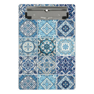 Mittelmeer-Fliesen, Portugal, Azulejo, Majolica Mini Klemmbrett