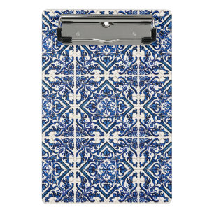 Mittelmeer-Fliesen, Portugal, Azulejo, Majolica Mini Klemmbrett