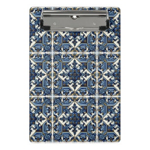 Mittelmeer-Fliesen, Portugal, Azulejo, Majolica Mini Klemmbrett