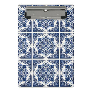 Mittelmeer-Fliesen, Portugal, Azulejo, Majolica Mini Klemmbrett