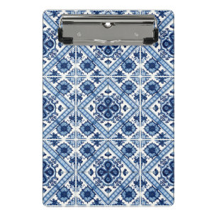 Mittelmeer-Fliesen, Portugal, Azulejo, Majolica Mini Klemmbrett