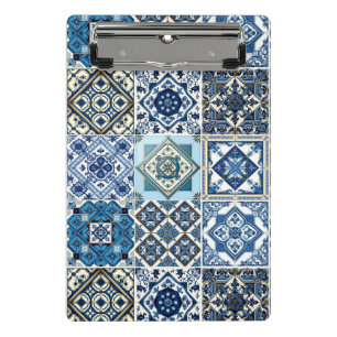 Mittelmeer-Fliesen, Portugal, Azulejo, Majolica Mini Klemmbrett