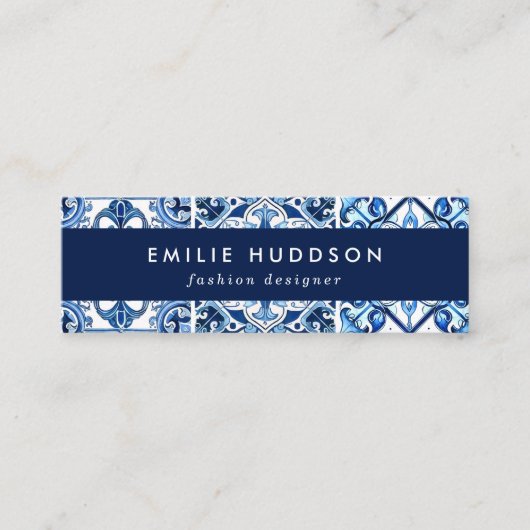 Mittelmeer-Fliesen, Portugal, Azulejo, Majolica Mini Visitenkarte (Vorderseite)