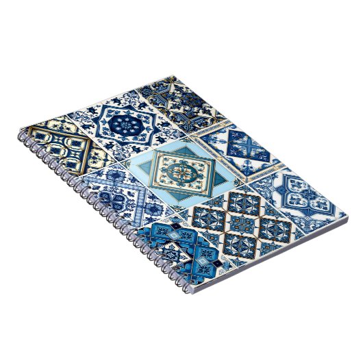 Mittelmeer-Fliesen, Portugal, Azulejo, Majolica Notizblock (Rechte Seite)