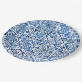 Mittelmeer-Fliesen, Portugal, Azulejo, Majolica Pappteller (Schrägansicht)