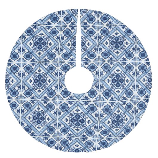 Mittelmeer-Fliesen, Portugal, Azulejo, Majolica Polyester Weihnachtsbaumdecke (Vorderseite)