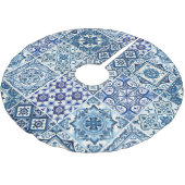 Mittelmeer-Fliesen, Portugal, Azulejo, Majolica Polyester Weihnachtsbaumdecke (Schrägansicht)