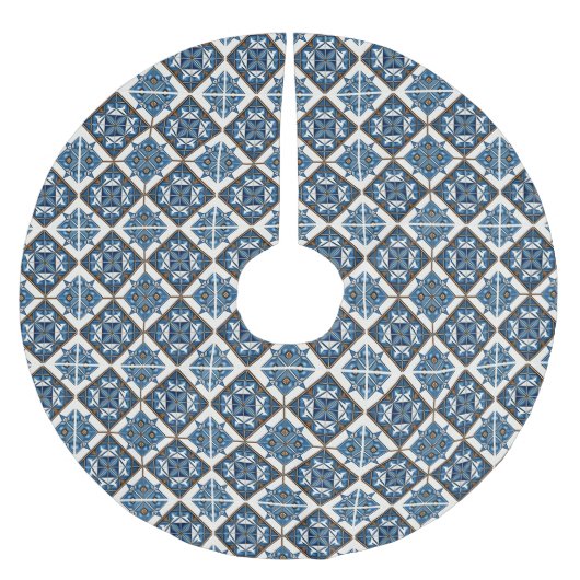 Mittelmeer-Fliesen, Portugal, Azulejo, Majolica Polyester Weihnachtsbaumdecke (Vorderseite)