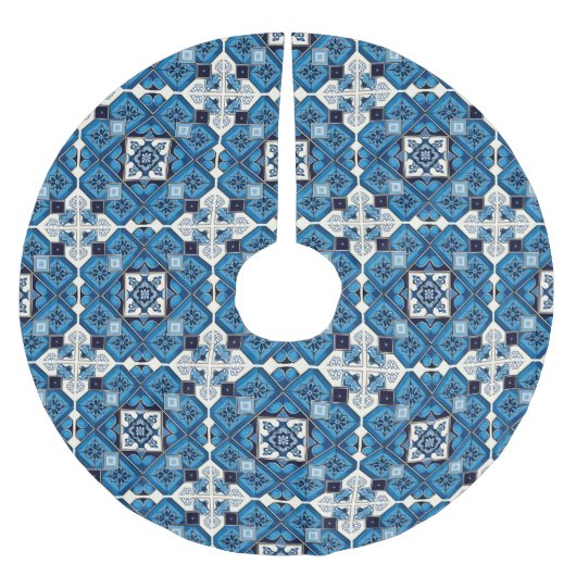 Mittelmeer-Fliesen, Portugal, Azulejo, Majolica Polyester Weihnachtsbaumdecke (Vorderseite)