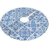 Mittelmeer-Fliesen, Portugal, Azulejo, Majolica Polyester Weihnachtsbaumdecke (Schrägansicht)