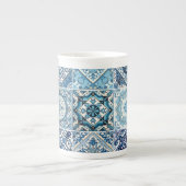 Mittelmeer-Fliesen, Portugal, Azulejo, Majolica Porzellantasse (Vorderseite)
