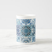 Mittelmeer-Fliesen, Portugal, Azulejo, Majolica Porzellantasse (Vorderseite)