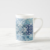 Mittelmeer-Fliesen, Portugal, Azulejo, Majolica Porzellantasse (Rechts)