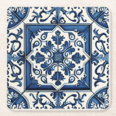 Mittelmeer-Fliesen, Portugal, Azulejo, Majolica Rechteckiger Pappuntersetzer (Vorderseite)