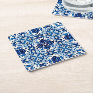 Mittelmeer-Fliesen, Portugal, Azulejo, Majolica Rechteckiger Pappuntersetzer