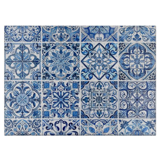 Mittelmeer-Fliesen, Portugal, Azulejo, Majolica Schneidebrett (Vorderseite)