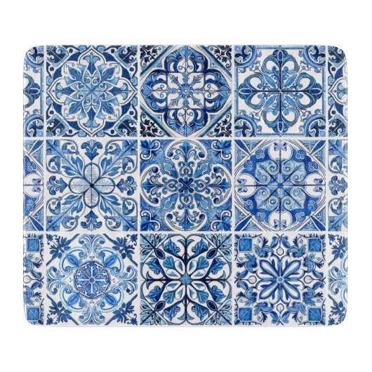 Mittelmeer-Fliesen, Portugal, Azulejo, Majolica Schneidebrett (Vorderseite)